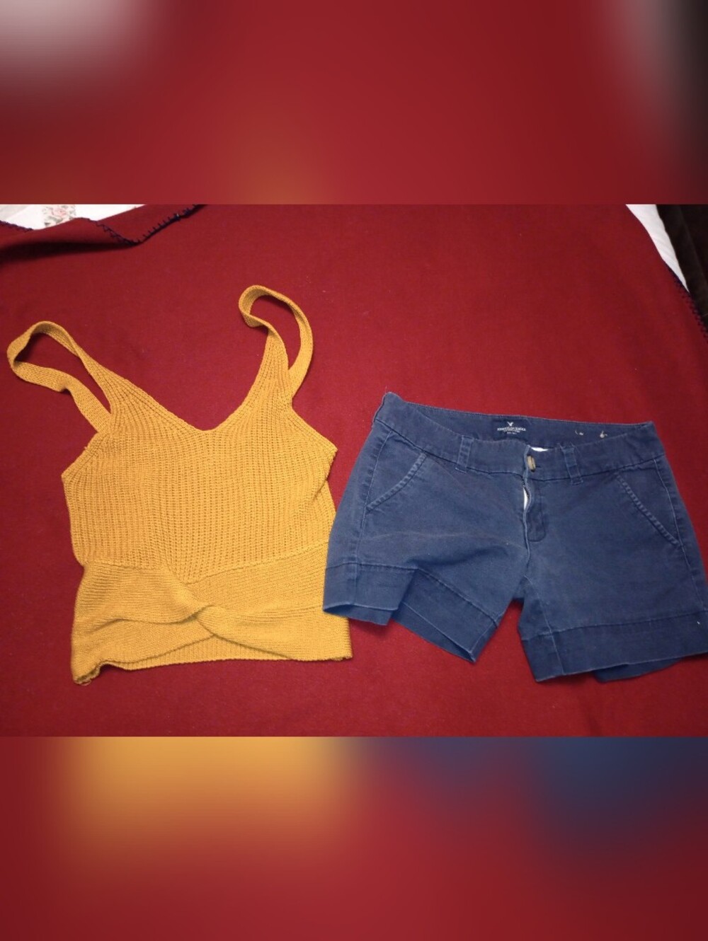 Lovers + Friends Ribbed Scoop Neck Tank in Mustard With A.E.O Shorts